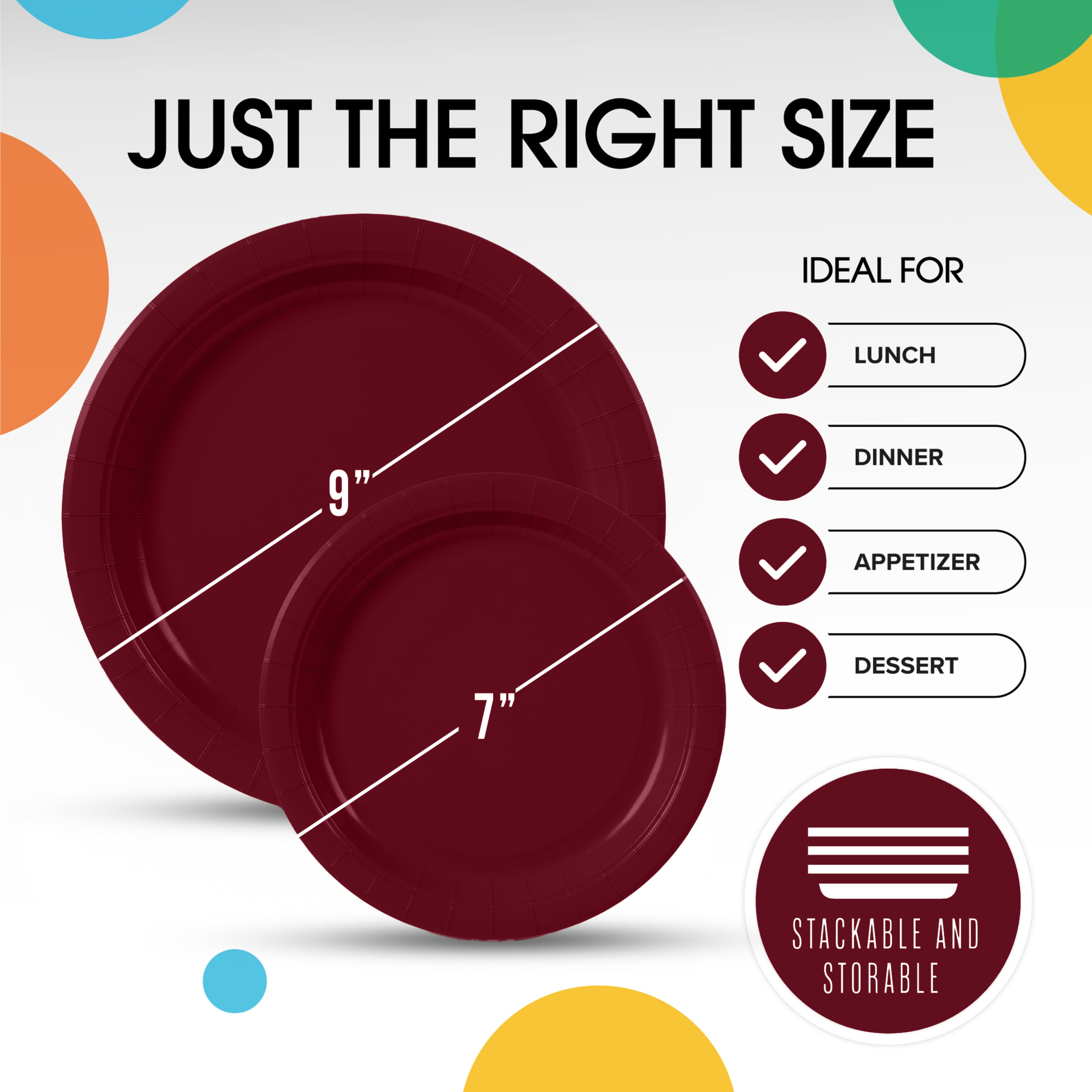 Exquisite Sustainable Holiday Disposable Paper Plates, 7 & 9 in, 200 Count