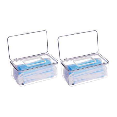 

2 PCS Mask Storage Case Mask Dispenser Box Tissue Holder Wet Wipes Box for Office Personal Items Storing (Clear)