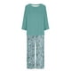 thumbnail image 4 of Puntoco Traje De Manga Larga + Pantalones Con Cuello Redondo Y Estampado A Rayas Para Mujer, Color Verde Menta, Xxl, 4 of 5