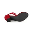 thumbnail image 3 of BLISSFUL STEP Women's Lace Up and Ankle Strap Block Heel Sandals Red 7, 3 of 8