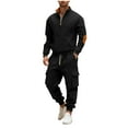 thumbnail image 6 of Yusimy Men's Solid Color 2-Piece Stand-Up Collar Hoodie Set Long Sleeve Elastic Waist Drawstring Straight Leg Pants Casual, 6 of 9