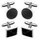thumbnail image 5 of 2 Pares de Gemelos para Hombre , Gemelos de Tono Clásico de Acero Inoxidable , Gemelos Negros Plateados , Gemelos con Botón de Traje , Regalos de Boda , Regalos de Joyería de Graduación, 5 of 7
