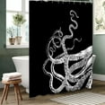 thumbnail image 3 of LALILO Octopus Vintage Style Line Animal Retro Wallpaper Shower Curtain, 72x72 in, 12 Hooks, 3 of 6