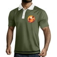 thumbnail image 2 of Yiaimeir Men's Three Button Printed Lapel Short Sleeve T-Shirt Top Streetwear,Size M-3XL, 2 of 4