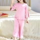thumbnail image 2 of Odeerbi 2-8 Años Niñas Pijama de Verano de Algodón Lechuga Trim Tops Manga Larga Pantalones Conjunto Suave Sleepwear Dos Piezas Pijama Set, 2 of 7