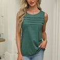 thumbnail image 2 of ZQUUVOU Tank Top For Women Front Pleats Summer Solid Color Round Neck Camisole Tops (Olive Green,2XL), 2 of 8
