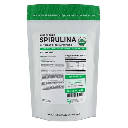 Spirulina USDA Powder 2lb (32oz) -Organic -nonGMO -Pure (Best Organic Spirulina Powder)