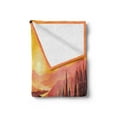 thumbnail image 2 of Northwoods Soft Flannel Fleece Throw Blanket, Sunrise in Mountains with River and Forest Idyllic Morning, Cozy Plush for Indoor and Outdoor Use, 60" x 80", Burgundy Burnt Sienna, by Ambesonne, 2 of 5
