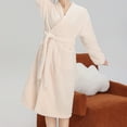 thumbnail image 7 of Fanxing Women's Plush Soft Fleece Robes Terry Cloth Kimono Bathrobe Thick Cozy Warm Spa Sleepwear Loungewear White Free Size, 7 of 7