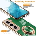 thumbnail image 5 of for Samsung Galaxy S22 Plus Case with Screen Protector & Camera Lens Protector, Built-in 360° Rotation Ring Magnetic Stand, Luxury Shiny Plating Edge Shockproof Protective Cover (Green/Golden), 5 of 14