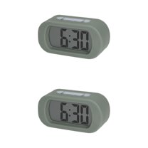 Unique Bargains 2 Pcs Oval Digital Alarm Clock Adjustable Alarm Snooze Army Green