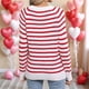 thumbnail image 5 of Suéter de Mujer con Estampado de Corazones, Larga, Cuello Redondo, Tejido de Punto Acanalado, Estilo Casual. y Rojo M, 5 of 8