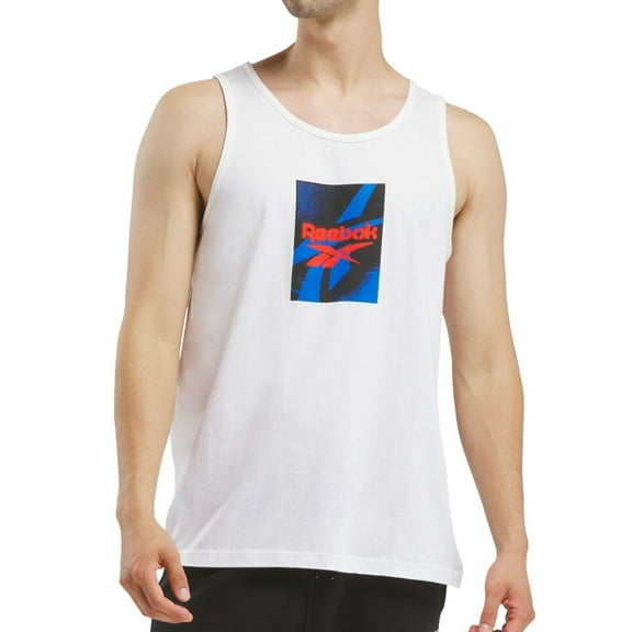Reebok Mens Logo Tank Top, White, Medium