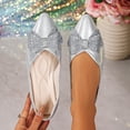 thumbnail image 2 of Wensltd Wide Width Casual Shoes for Women Bowknot Soft Sole Solid Color Lightweight Daily Shoes Silver, 2 of 9