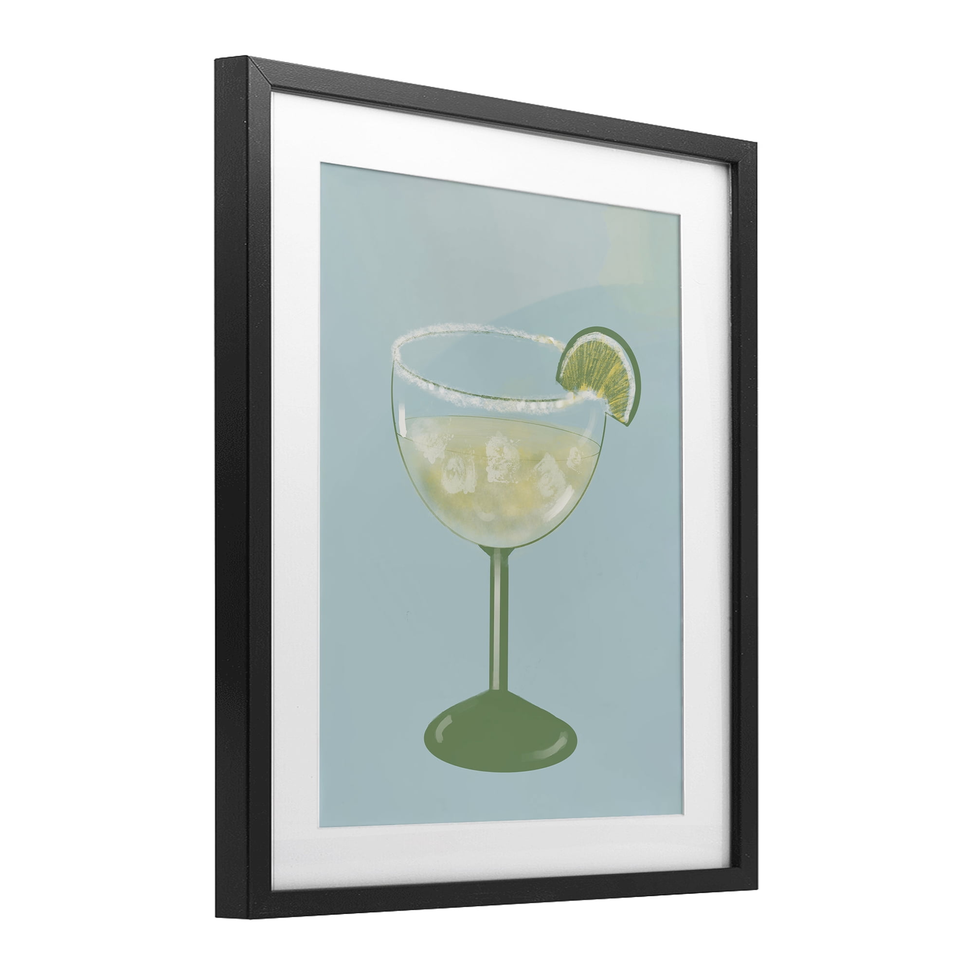 Stupell Industries Margarita Glass over Blue Black Framed Print Under Glass, design by Robin Maria