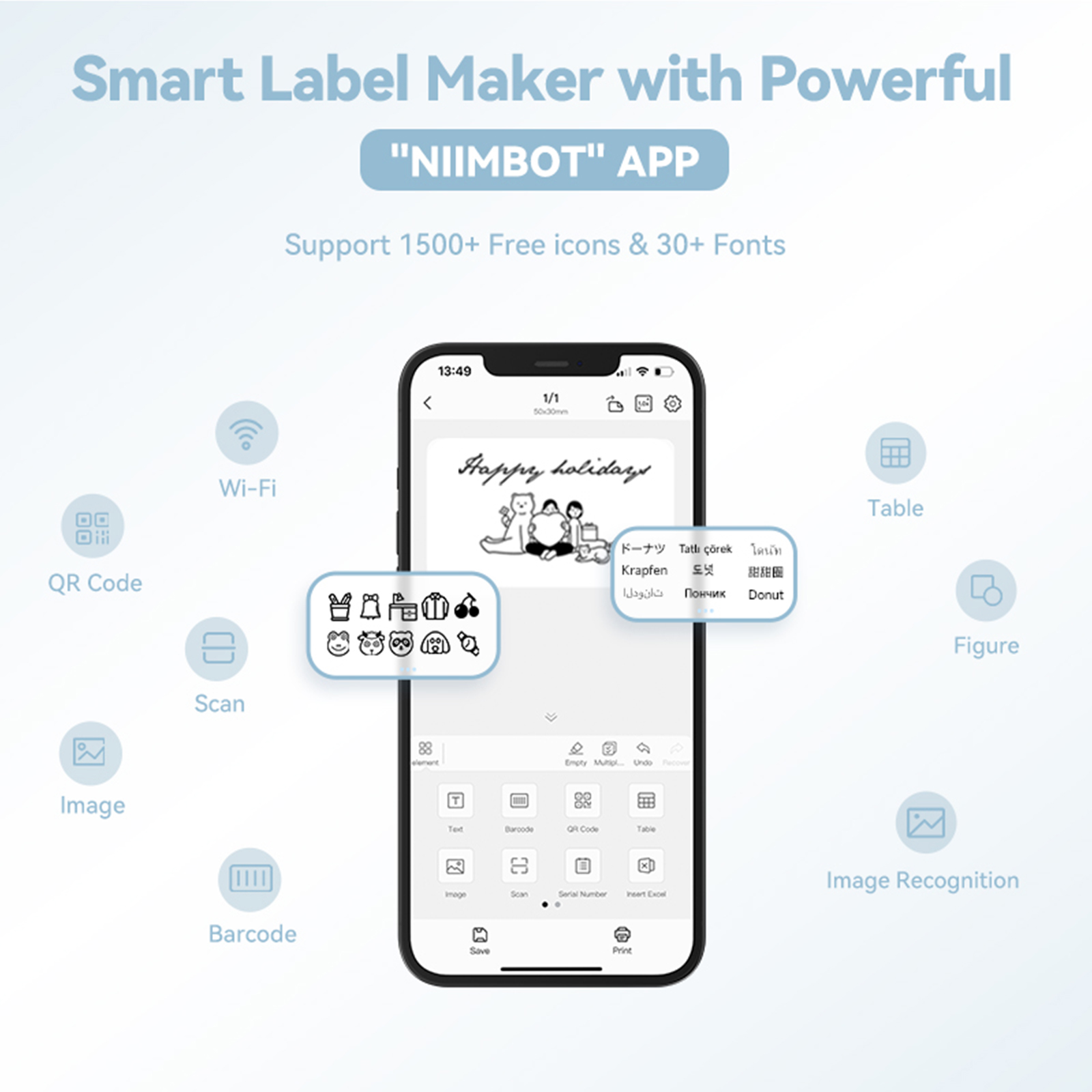Niimbot B1 Portable Bluetooth Label Maker, Cyan photo 4