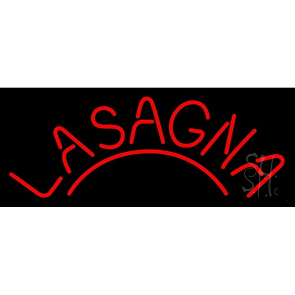 Red Lasagna LED Neon Sign 10 x 24 - inches, Clear Edge Cut Acrylic Backing, with Dimmer - Bright and Premium built indoor LED Neon Sign for restaurant window and interior decor.