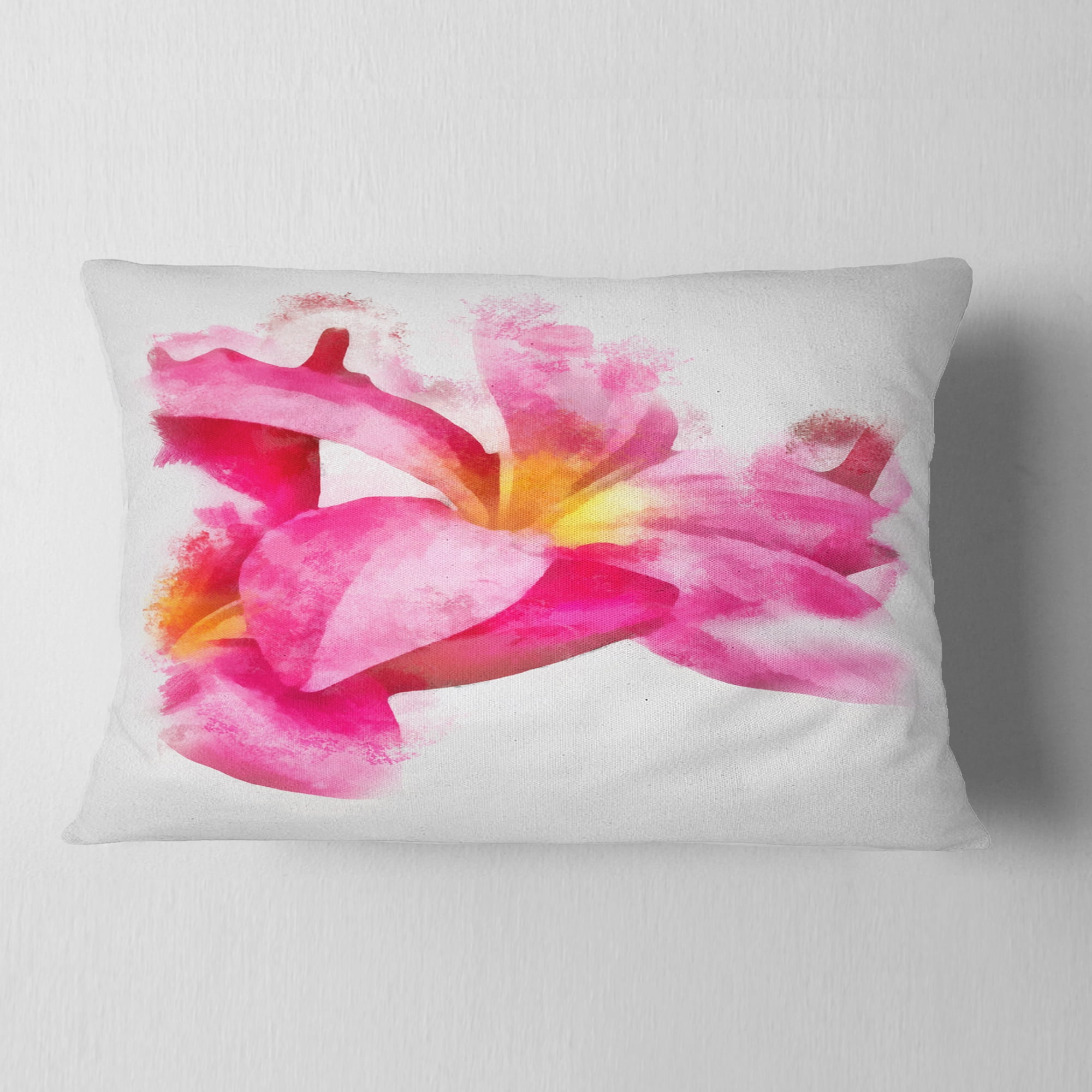 Designart Beautiful Flowers with Big Pink Petals - Floral Throw Pillow - 12x20