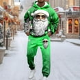 thumbnail image 2 of Mens Outfits Sets Christmas Festive Santa With Hooded Pullover Pants Holiday Parties Family Gatherings Events Green Size L, 2 of 5