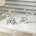 thumbnail image 3 of 2.3-Inch Modern Metallic Bunny Figurines - Shiny Sitting Rabbit Statues in Gold, Silver, Pink for Shelf, Table, Office, Living Room, Car Dashboard Decor, 3 of 9