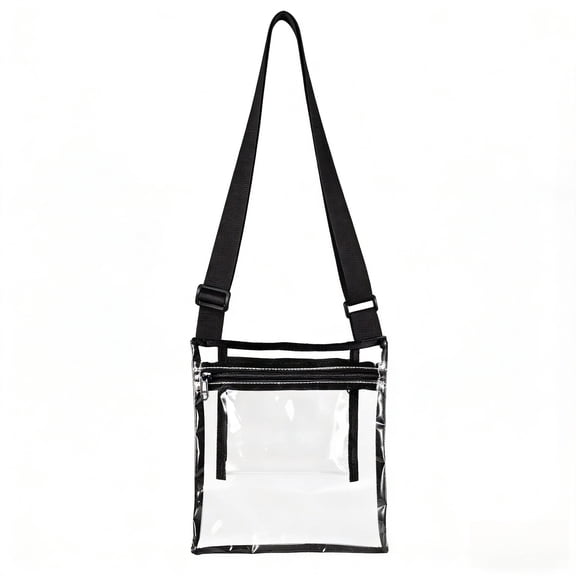 HULISEN Clear Bag, Clear Crossbody Purse, Stadium Approved, with Extra Inside Pocket, Black