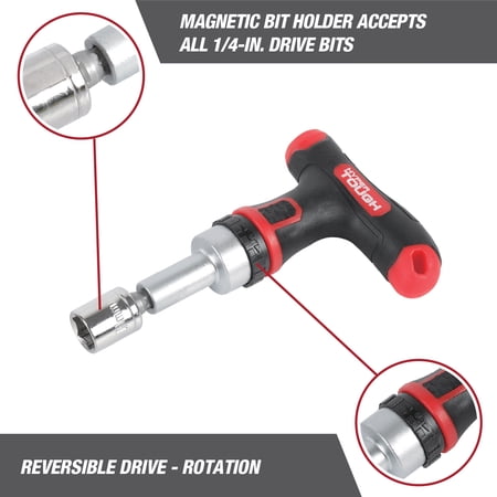 HYPER TOUGH 50-PIECE T-HANDLE DRIVER WITH BITS AND SOCKETS IN CLICK FIT CASE