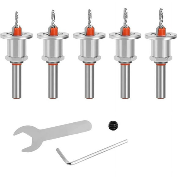 5 PCS Countersink Drill Bit Set, Countersink Drill Bit Set, Countersink Bits for Wood, Adjustable Depth Drill Bit