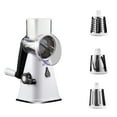 thumbnail image 2 of 1 Packs Rotary Cheese Grater with Handle 3 Stainless Steel Blades for Cheese Vegetables Chocolate Manual Kitchen Shredder Grinder 27.5cm White Food Grade Plastic Easy to Clean, 2 of 9