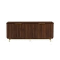 thumbnail image 4 of Walker Edison 69” Scandinavian 4-Door Reeded-Front Sideboard, Dark Walnut/Gold, 4 of 13
