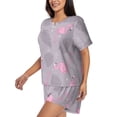 thumbnail image 2 of Daiia Pink Flamingo Pattern Womens Pajama Sets Short Sleeve Pajamas for Women Sets Soft Lounge Sets Casual Round Neck Sleepwear PJS-Medium, 2 of 7