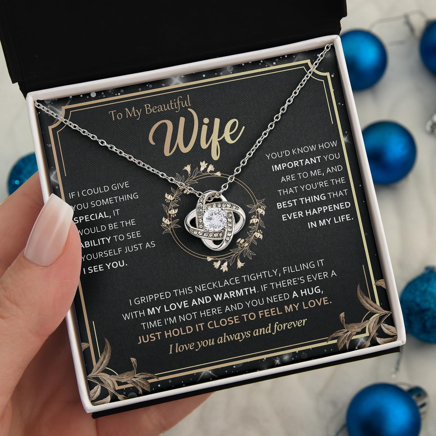 To My Wife Necklace from Husband - Unique Anniversary & Birthday Gift Ideas, Romantic Love Knot Jewelry for Best Wife, Soulmate Present, Beautiful  Future Wife Wedding, Mothers Day Gifts