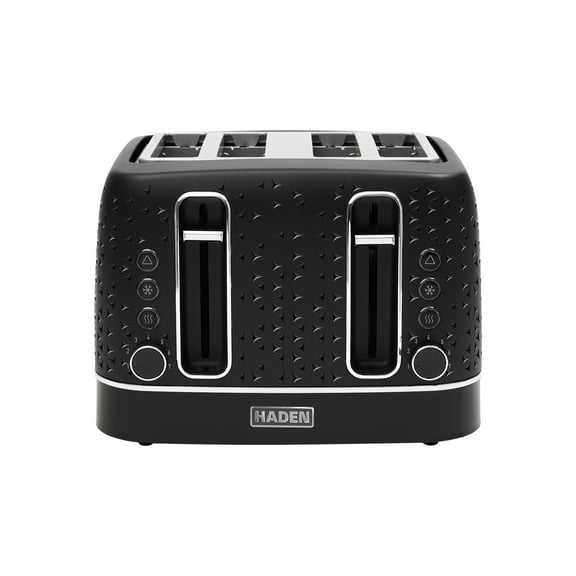 Haden Starbeck 4 Slice Wide Slot Stainless Steel Toaster, Black & Chrome