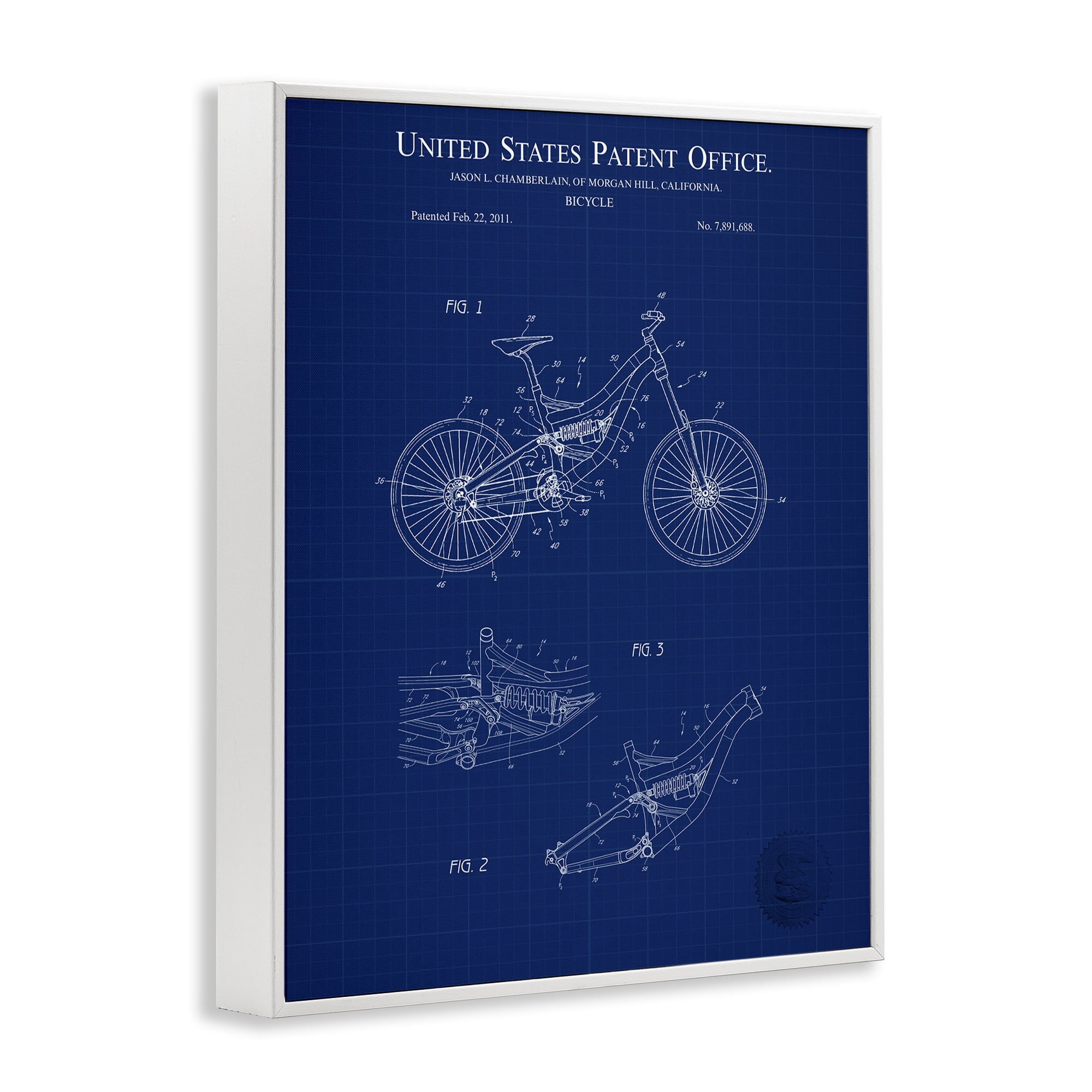 Stupell Industries Detailed Bicycle Blueprint Transportation Painting White Framed Art Print Wall Art, 24 x 30
