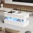 thumbnail image 3 of Table basse relevable Noble House avec éclairage DEL et 2 tiroirs, blanche, 3 of 6