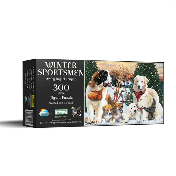 SUNSOUT INC - Winter Sportsmen - 300 pc Jigsaw Puzzle by Artist: Rafael Trujillo - Finished Size 18" x 24" - MPN# 42265