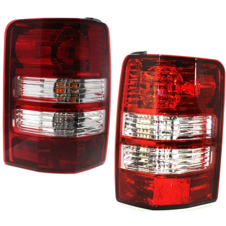 Halogen Tail Light Set For Jeep 2008-2012 Liberty Clear/Red Lens w/ Bulbs 2Pcs