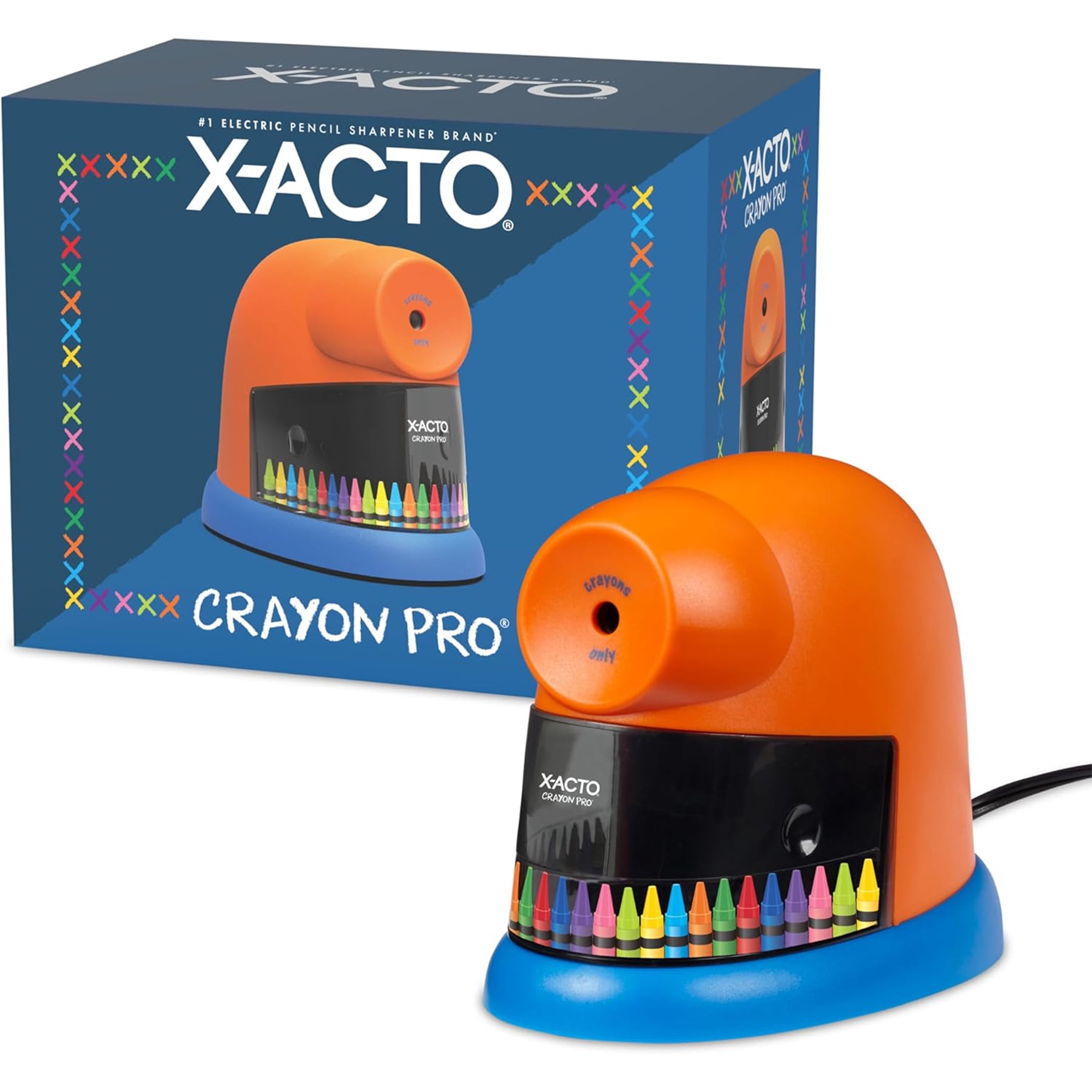 Elmer's CrayonPro Electric Crayon Sharpener w/Replacable Blade, Orange, 1-Count