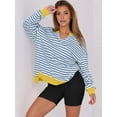 thumbnail image 3 of Women'S Oversized Sweatshirts Long Sleeve Tunic Shirts V Neck Loose Pullover 2025 Trendy Fall Outfit Light Blue XXL, 3 of 6