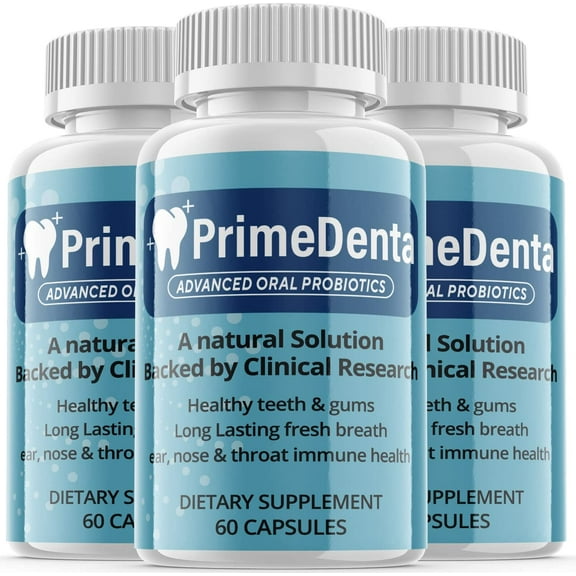 (3 Pack) Prime Denta - Advanced Oral Probiotics Formula for Healthy Teeth and Gums, Fresh Breath, Ear, Nose, Throat, and Immune Health Supplement - 180 Capsules