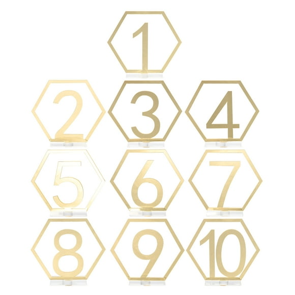 10pcs Wedding Table Numbers Hexagonal Numbers Placeholders Party Table Cards