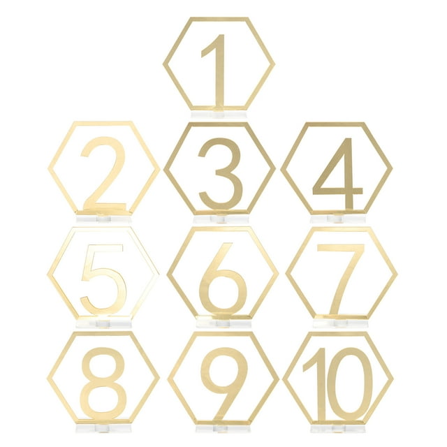 MasteelfCA 10pcs Wedding Table Numbers Hexagonal Numbers Placeholders Party Table Cards