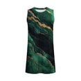 thumbnail image 4 of Womens Printed Tank Tops Pleated Round Neck Vest Sleeveless Summer Basic Tshirts Army Green S, 4 of 5