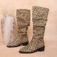 thumbnail image 4 of EKVAHL Women's Slouch Knee High Boots, Faux Suede Ruched Design Low Block Heel Tall Boots, Wide Calf Fall Winter Casual Daily Boots Multicolor, 4 of 6