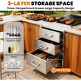 thumbnail image 3 of 3-Drawer Outdoor Kitchen Drawers, 18''W x 23''H x 23''D Flush Mount Triple Drawer, Stainless Steel Triple Access BBQ Drawers with 5'' Chrome Handle for Outdoor Grill Station, 3 of 9