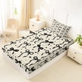 thumbnail image 4 of Manfei Girly Bowknot Twin Sheet Sets For Kids,Black Ribbon Bow Print Bedding For Girls,3 Pieces, 4 of 6