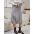 thumbnail image 3 of DARING DIVA Women's Pleated Skirt High Waist Pregnancy Midi A Line Work Skirts L Gray, 3 of 8