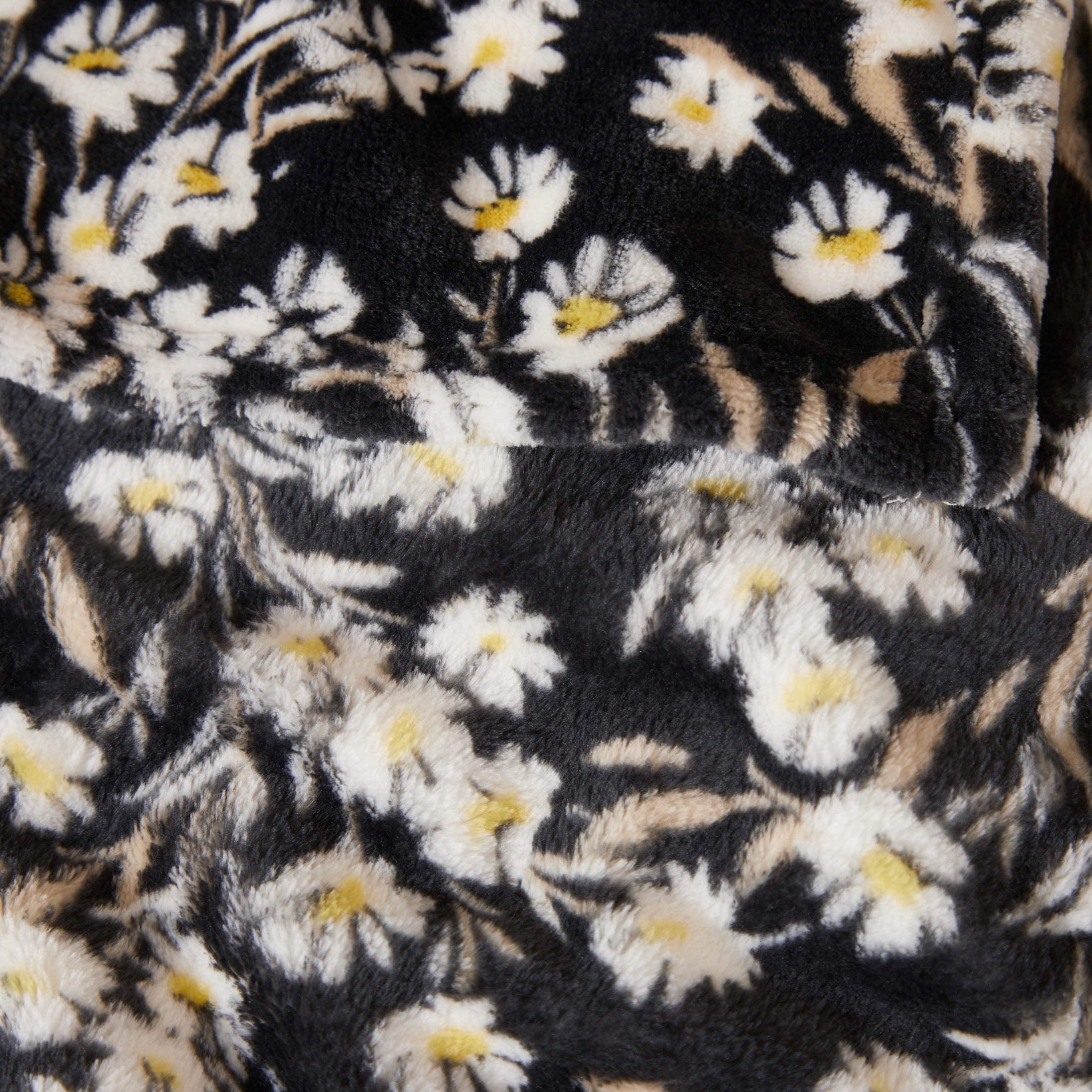Jessica Simpson Floral Plush Throw Blanket, Black, 50" x 70"