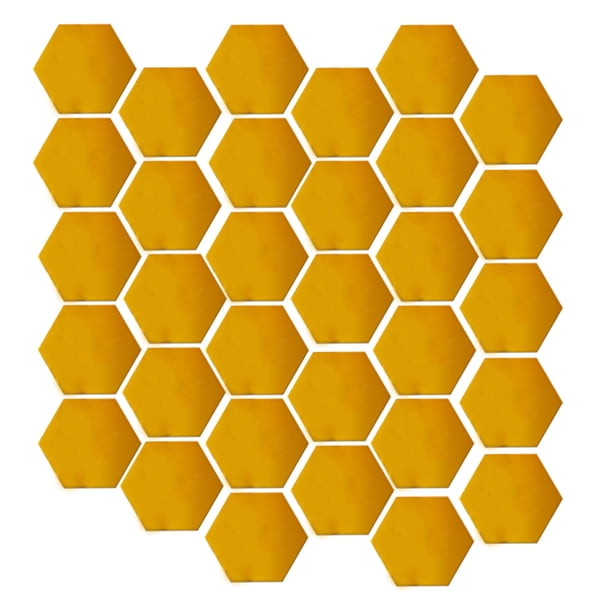 Inteprter Adhesivo de pared de espejo Hexagonal, decoración acrílica de plástico DIY, superficie lisa transparente, hoja de paredes autoadhesiva de alta Decoración del hogar Oro 32 piezas Inteprter HA047856-02B