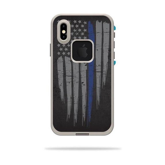 MightySkins LIFIPXS-Thin Blue Line Skin Decal Wrap for LifeProof Fre iPhone XS Case Sticker - Thin Blue Line