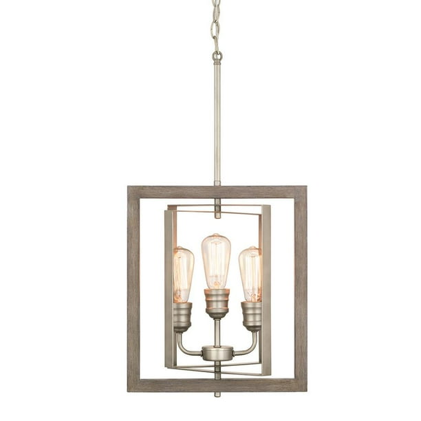 Home Decorators Collection Palermo Grove 3 Light Antique Nickel Pendant With Painted Weathered Gray Wood Accents New Open Box Walmart Com Walmart Com